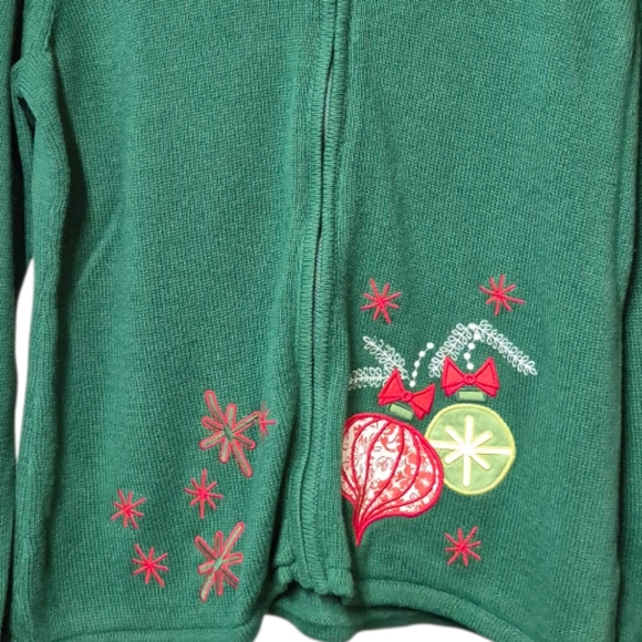 Vintage Coldwater Creek Christmas Cardigan Sweater Full Zip Women's Size XL - Picture 3 of 11